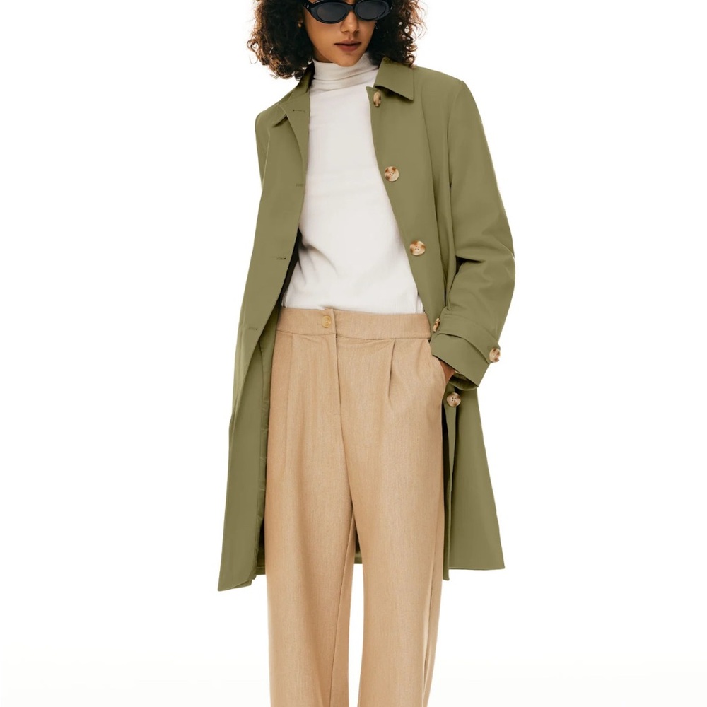 NWT Orolay Olive Green Single Breasted Trench